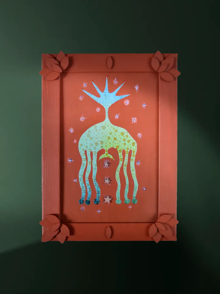 Painting Wood frame Brown background