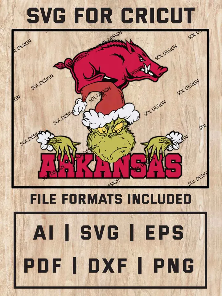Grinch Arkansas Razorbacks SVG, NCAA SVG Design, NCAA Arkansas Razorbacks SVG, NCAA Razorbacks Cricut, Christmas Svg, Grinch svg, Digital Download