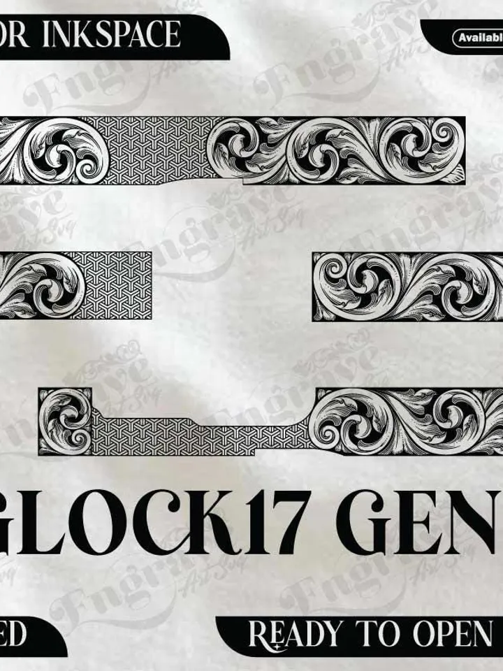 Glock17 Gen4 Scroll Design,lasercut,laserengraving,fiberlaser,engravingfiles,metalart