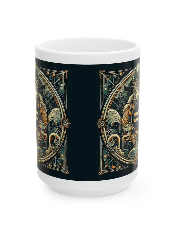 Acquarius Ceramic Mug | Art Deco Inspired Drinkware | Unique Gift for Astrology Lovers, Coffee Lovers, Home Decor, Birthday