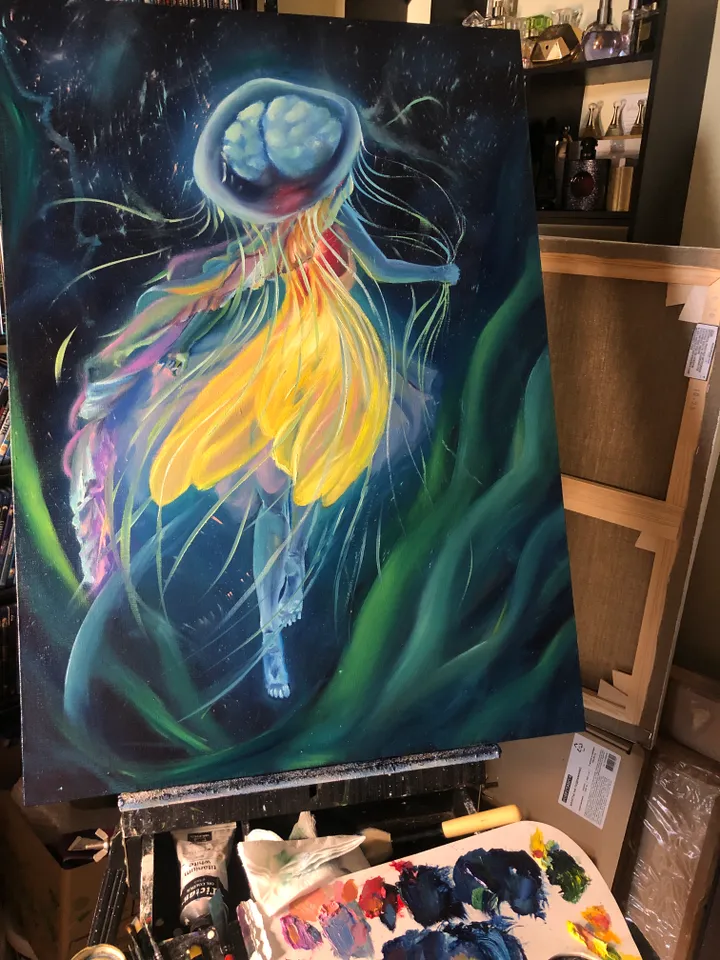 Underwater Angel Original Oil Painting