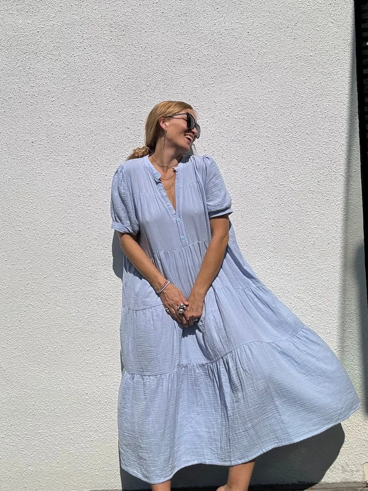 Romantic musline summer feminine NATA dress / comfort women vacation summer long oversize dress | maxi flowy cotton designer dress