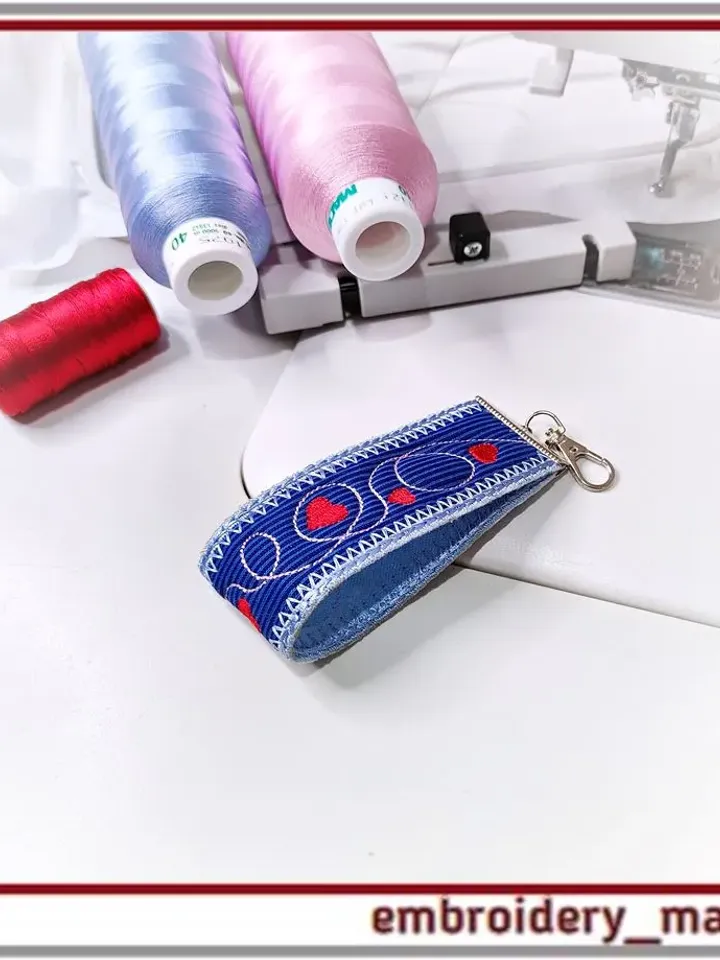 ITH Keychain or bracelet embroidery design with Hearts by Embroidery Manavi 05