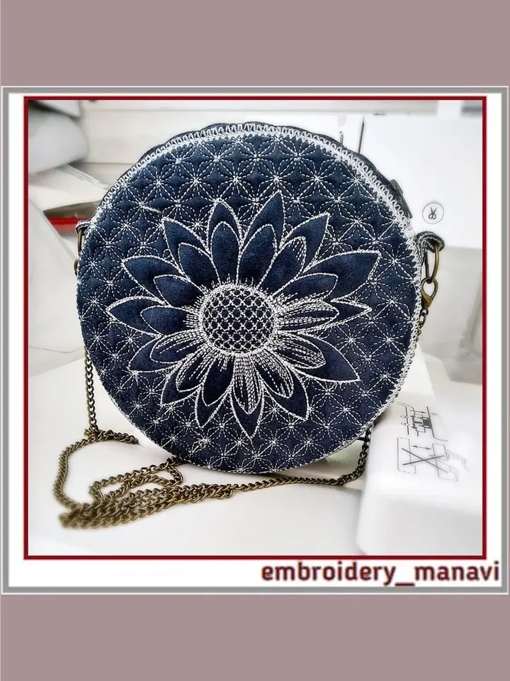 In the hoop embroidery designs Bag Sunflower rhombuses 8x8