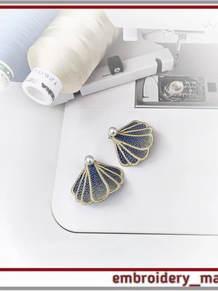 FSL In The Hoop embroidery Earrings Shell 3 (ITH) - Embroidery Manavi 05