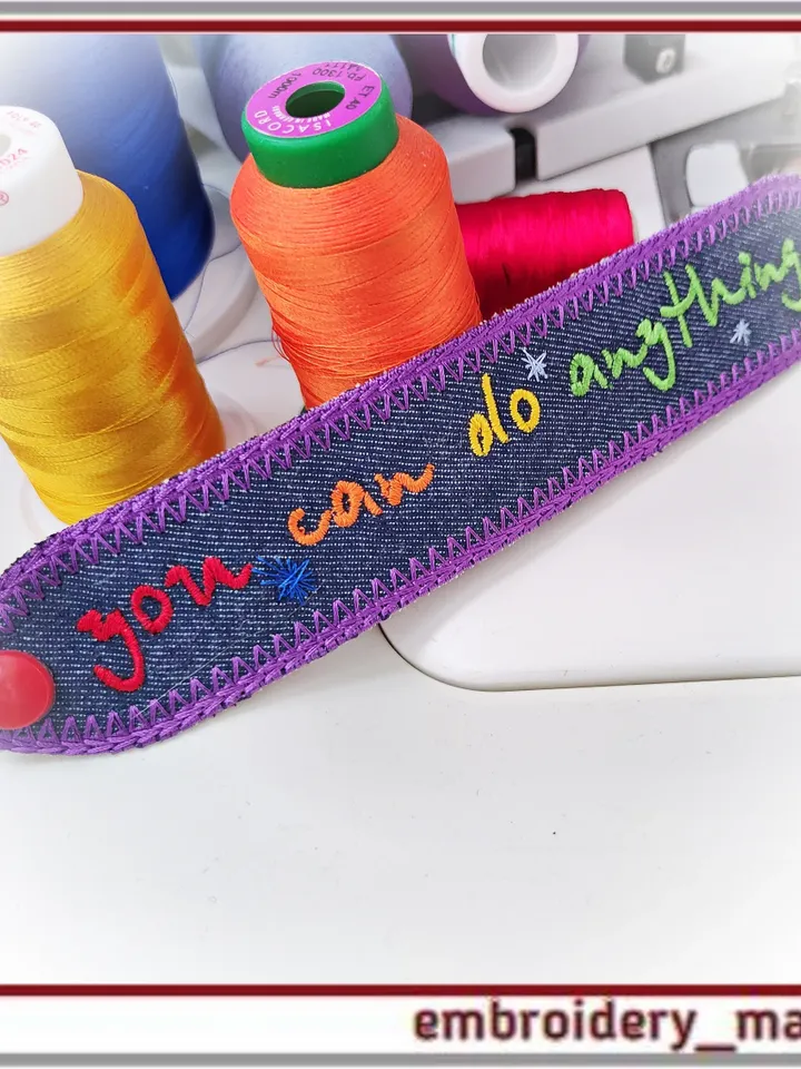 In the hoop Embroidery Bracelet 2 with inspirational words from Embroidery Manavi 05