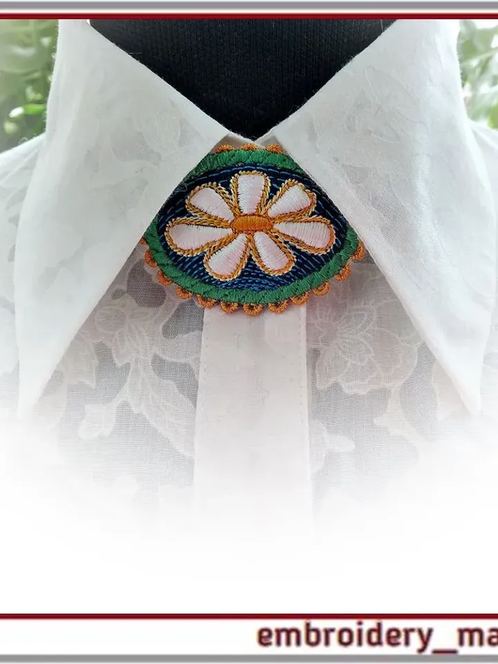 In The Hoop embroidery design jewelry set 4 FSL earrings brooch with a chamomile