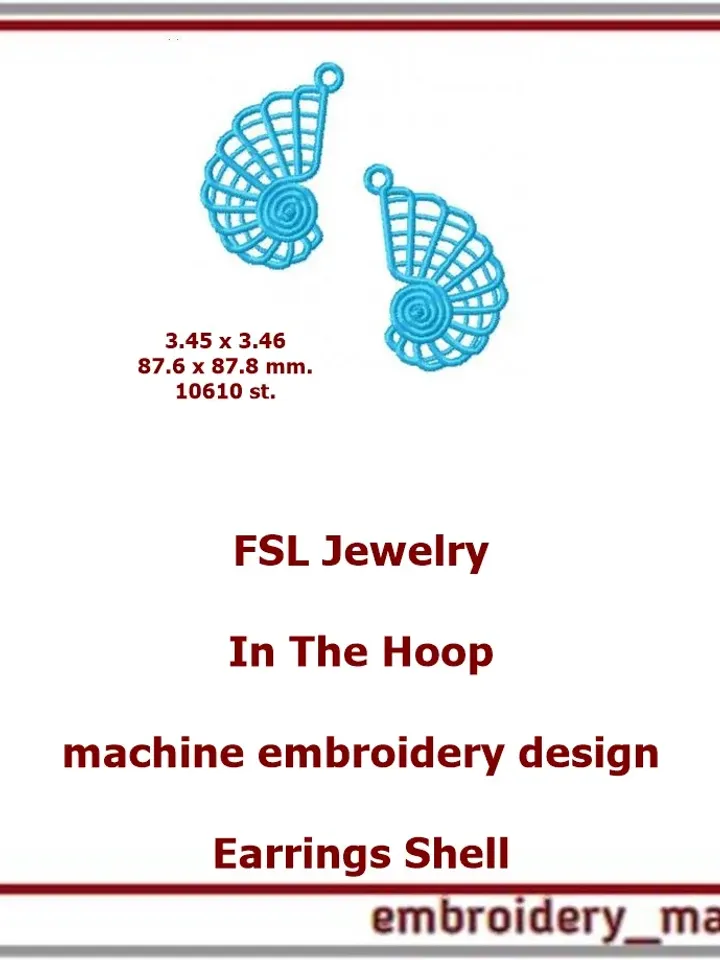 FSL In The Hoop design Earrings Shell (ITH) - Embroidery Manavi 05