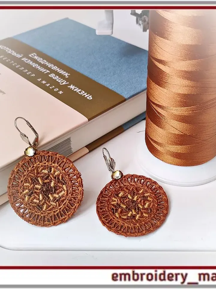 In the hoop FSL round earrings machine embroidery design