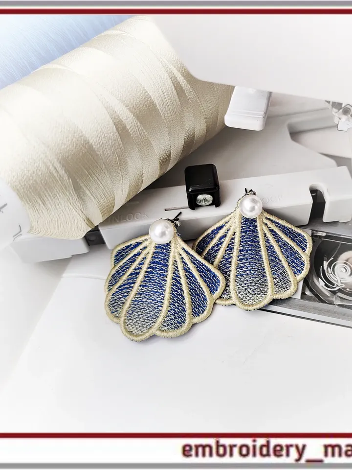 FSL In The Hoop embroidery Earrings Shell 3 (ITH) - Embroidery Manavi 05