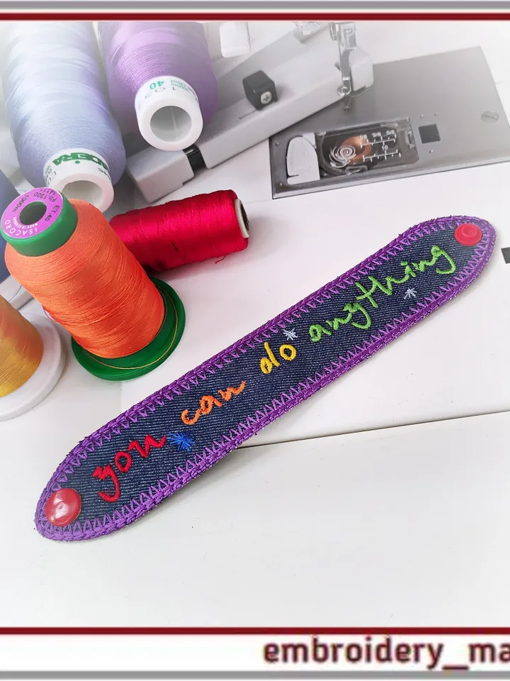 In the hoop Embroidery Bracelet 2 with inspirational words from Embroidery Manavi 05