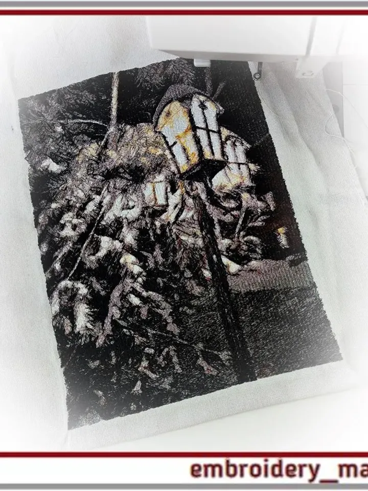 Machine embroidery design photo stitch Night street lantern