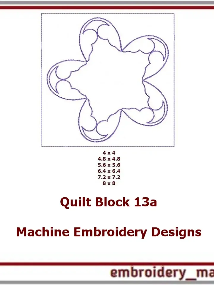 A set of quilt blocks 13 Machine Embroidery Designs - 6 Sizes