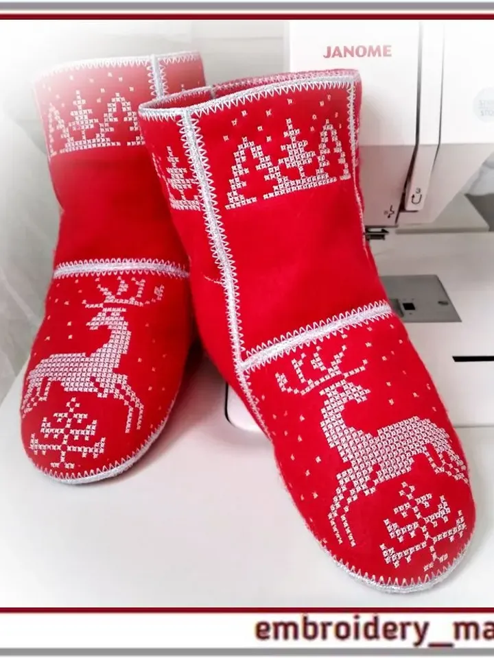In the hoop Home boots set from 3 sizes machine embroidery designs