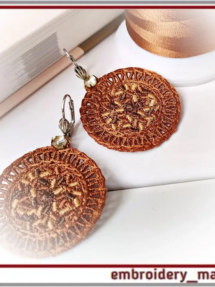 In the hoop FSL round earrings machine embroidery design