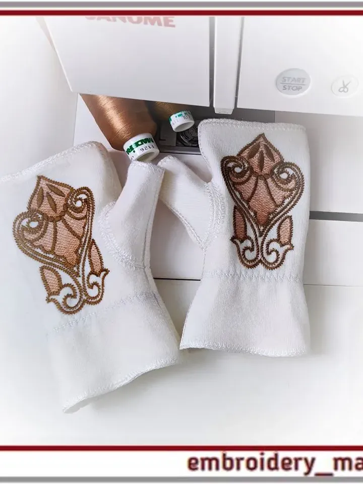 In the hoop Machine Embroidery Design Fingerless Mittens ITH
