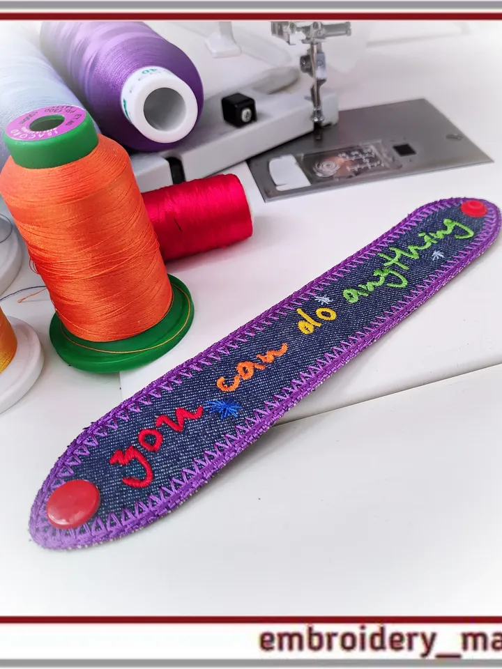 In the hoop Embroidery Bracelet 2 with inspirational words from Embroidery Manavi 05