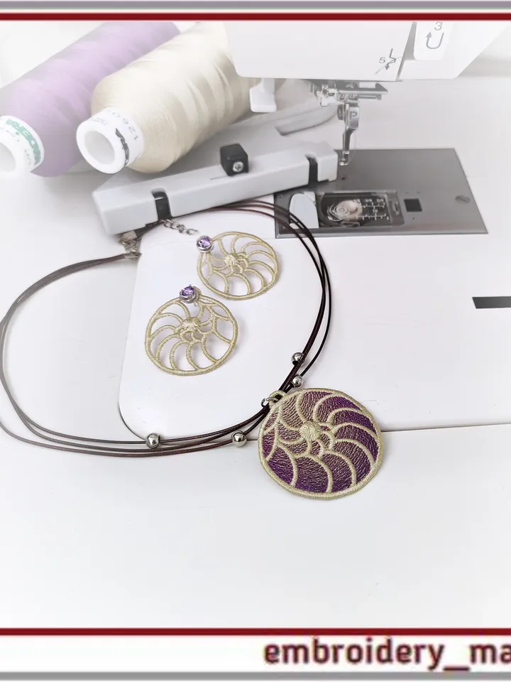 FSL In The Hoop Embroidery design Earrings and Pendant Spiral (ITH) - Embroidery Manavi 05