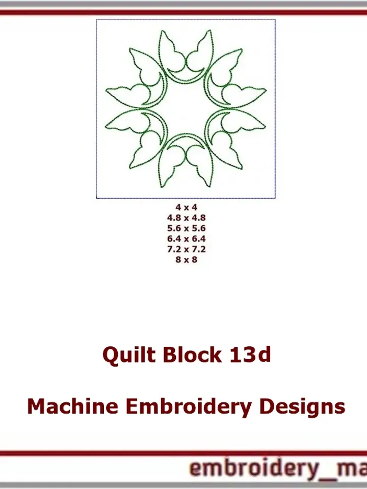 A set of quilt blocks 13 Machine Embroidery Designs - 6 Sizes
