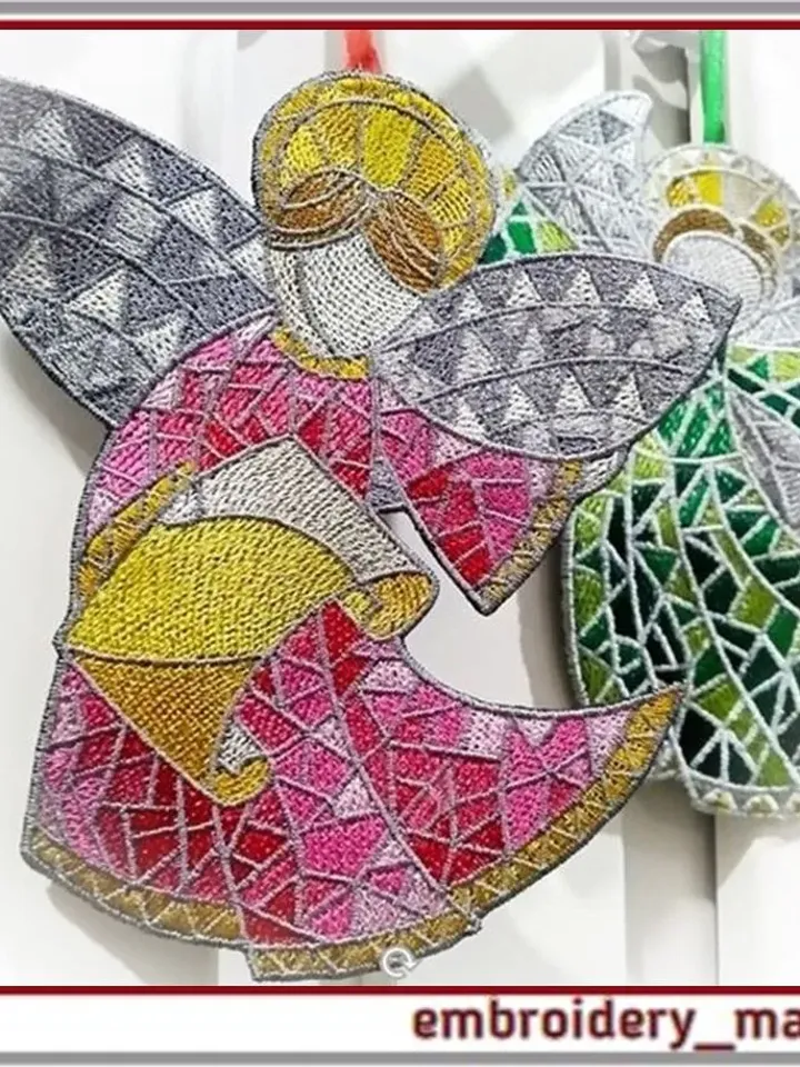 In the hoop set Christmas angels Machine Embroidery Design