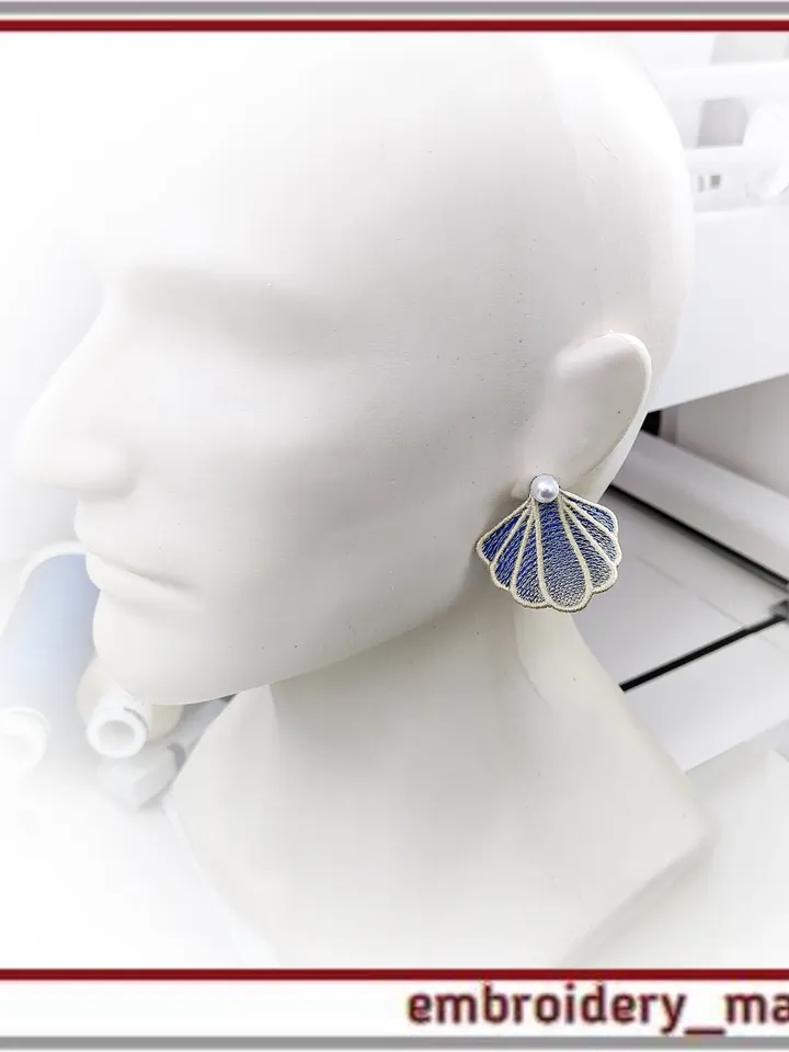 FSL In The Hoop embroidery Earrings Shell 3 (ITH) - Embroidery Manavi 05