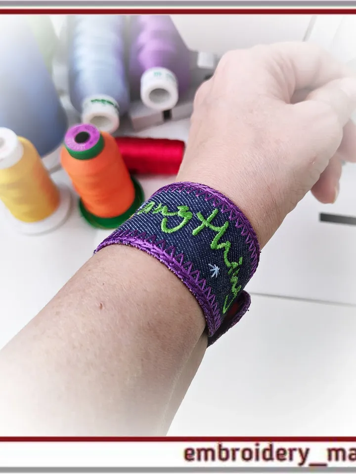 In the hoop Embroidery Bracelet 2 with inspirational words from Embroidery Manavi 05
