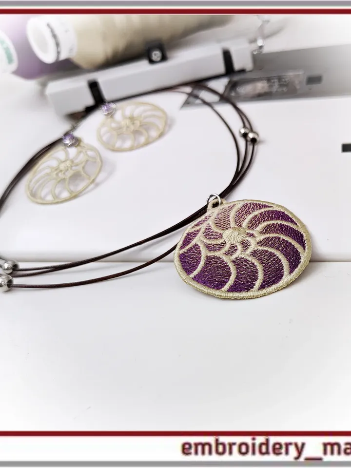 FSL In The Hoop Embroidery design Earrings and Pendant Spiral (ITH) - Embroidery Manavi 05