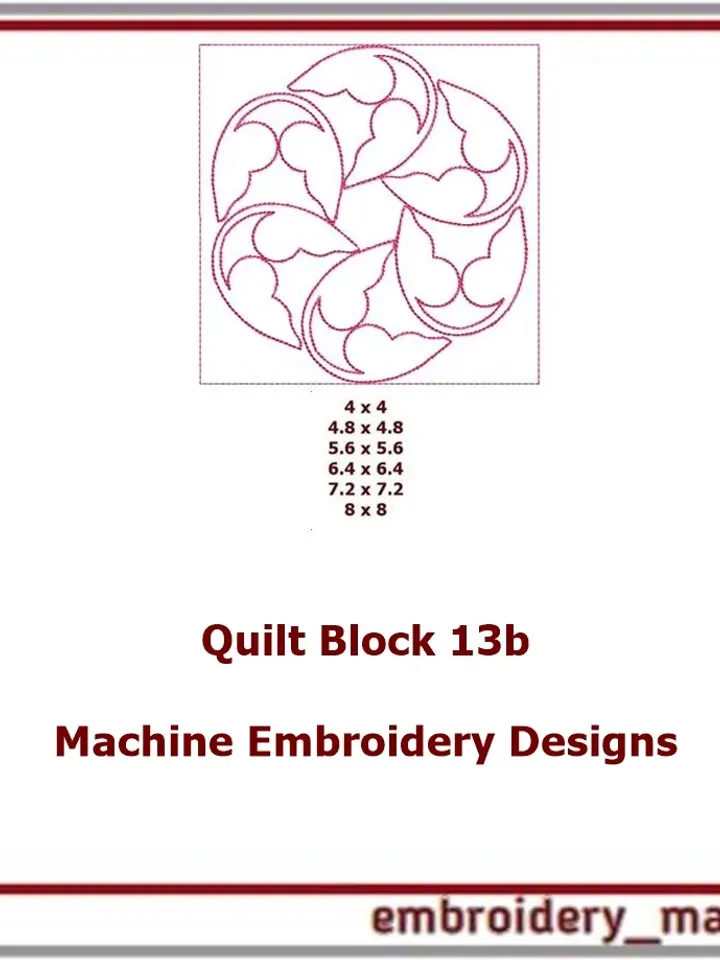 A set of quilt blocks 13 Machine Embroidery Designs - 6 Sizes