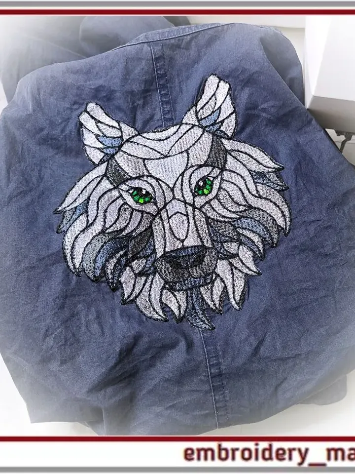 Machine embroidery design photo stitch Wolf