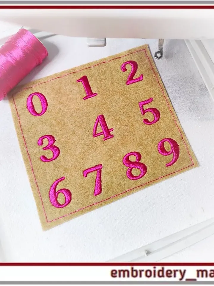 Digital machine embroidery design Numbers in 1 size