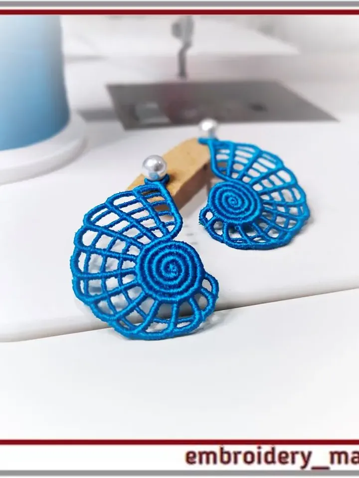 FSL In The Hoop design Earrings Shell (ITH) - Embroidery Manavi 05