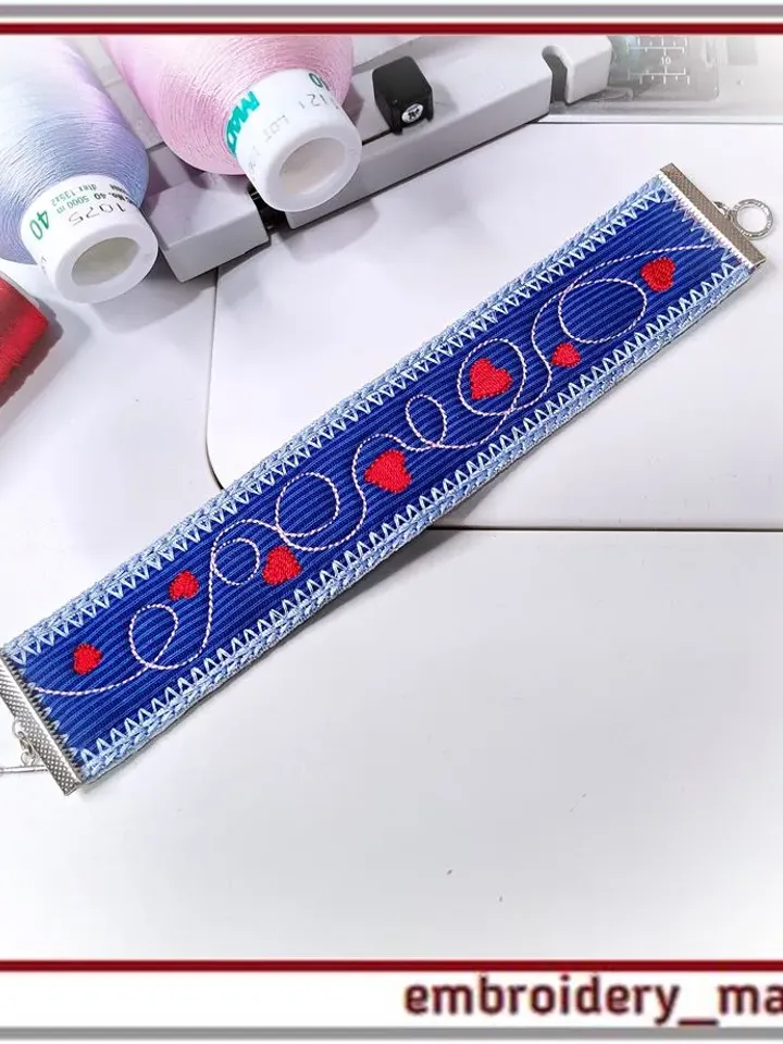 ITH Keychain or bracelet embroidery design with Hearts by Embroidery Manavi 05