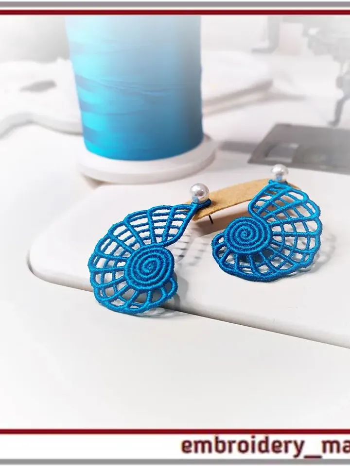 FSL In The Hoop design Earrings Shell (ITH) - Embroidery Manavi 05
