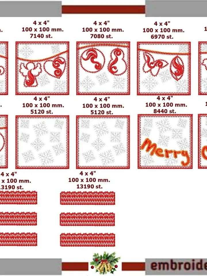 In the hoop embroidery Set 12 Christmas tree toys in a gift box