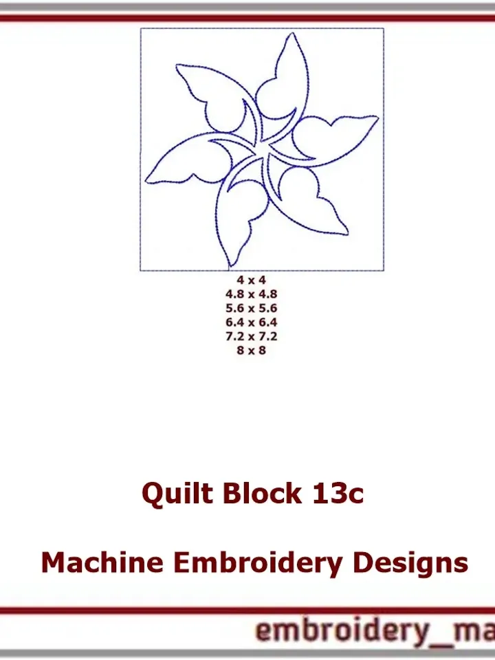 A set of quilt blocks 13 Machine Embroidery Designs - 6 Sizes