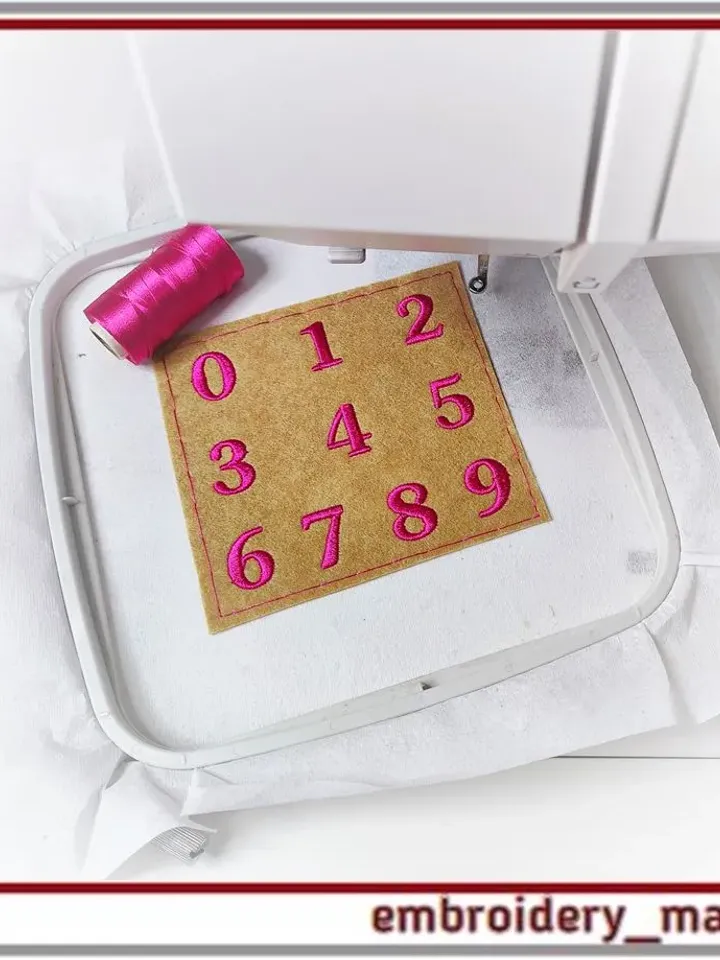 Digital machine embroidery design Numbers in 1 size