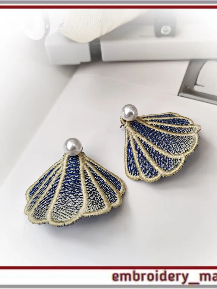 FSL In The Hoop embroidery Earrings Shell 3 (ITH) - Embroidery Manavi 05