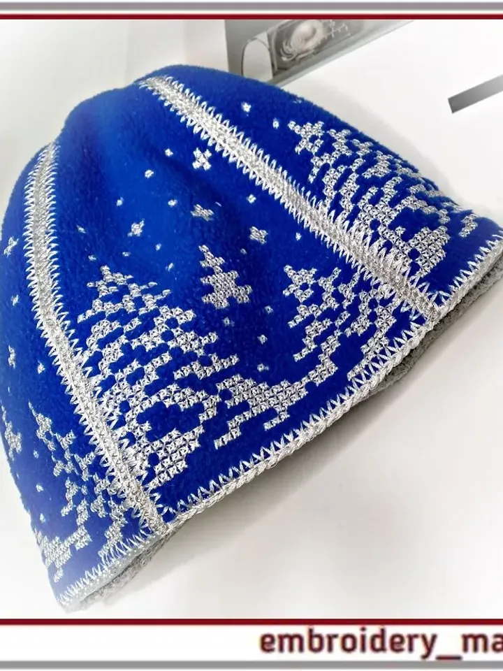 In the hoop machine embroidery set of hat and mittens
