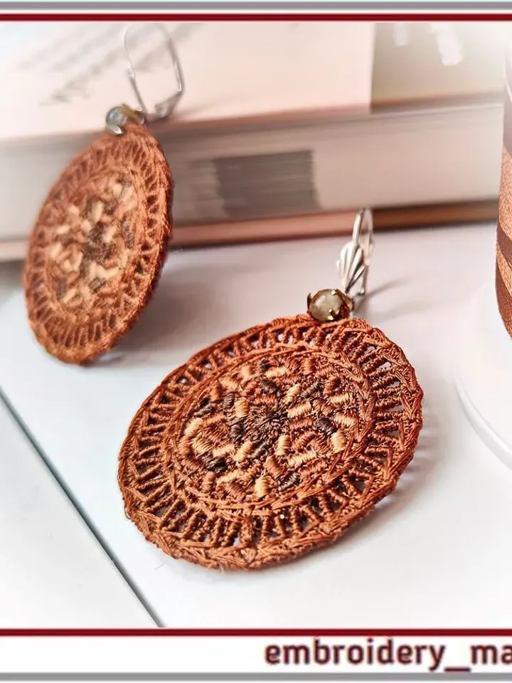 In the hoop FSL round earrings machine embroidery design