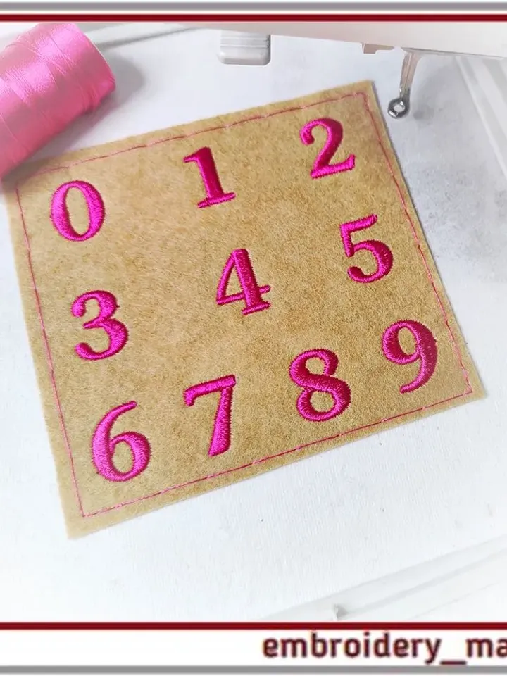 Digital machine embroidery design Numbers in 1 size