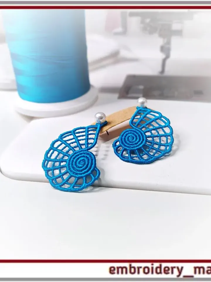 FSL In The Hoop design Earrings Shell (ITH) - Embroidery Manavi 05