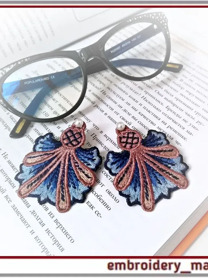 In the hoop Machine embroidery design Floral earrings