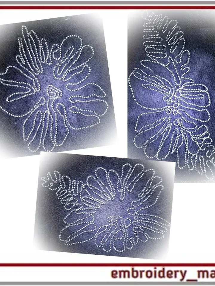 Leaves ornament Tambourine embroidery in folk style Digital Machine Embroidery Design