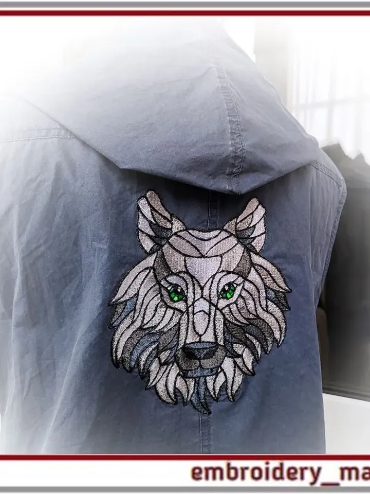 Machine embroidery design photo stitch Wolf