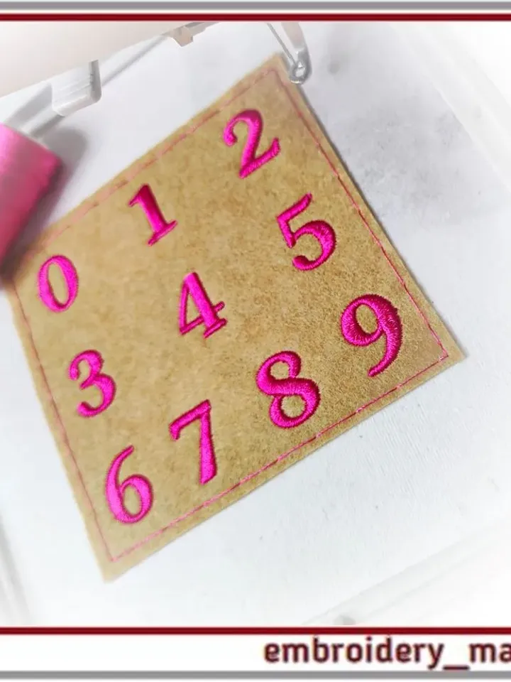 Digital machine embroidery design Numbers in 1 size