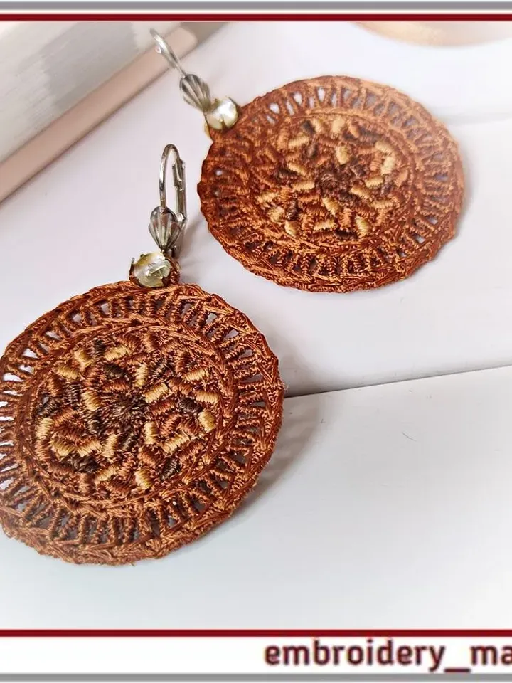 In the hoop FSL round earrings machine embroidery design