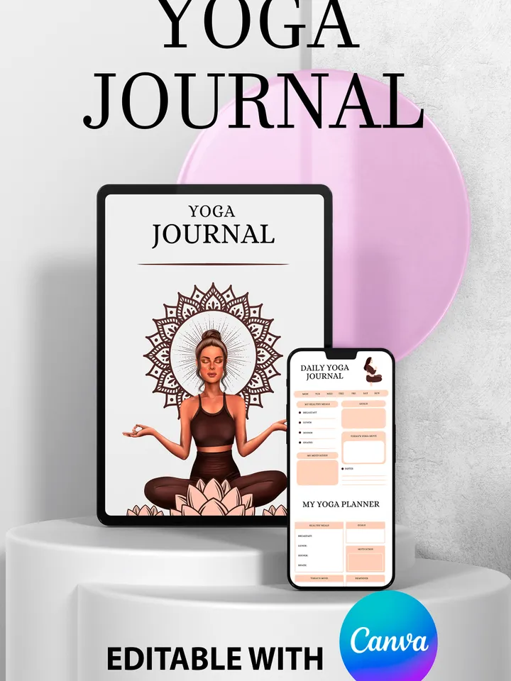 Yoga Journal with Resell Rights | Meditation Journal | Mindfulness Planner | Yoga Planner | PLR Digital Products | Canva Template.