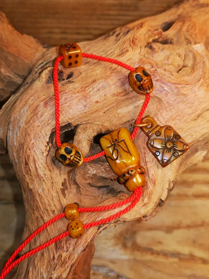 Gandhanra Bone Carved Tibetan Mala Decor Beads Set,include Guru Bead, Marker Bead,Tassel Bead ,Bead Clip,String and Crochet,DIY Prayer Bead
