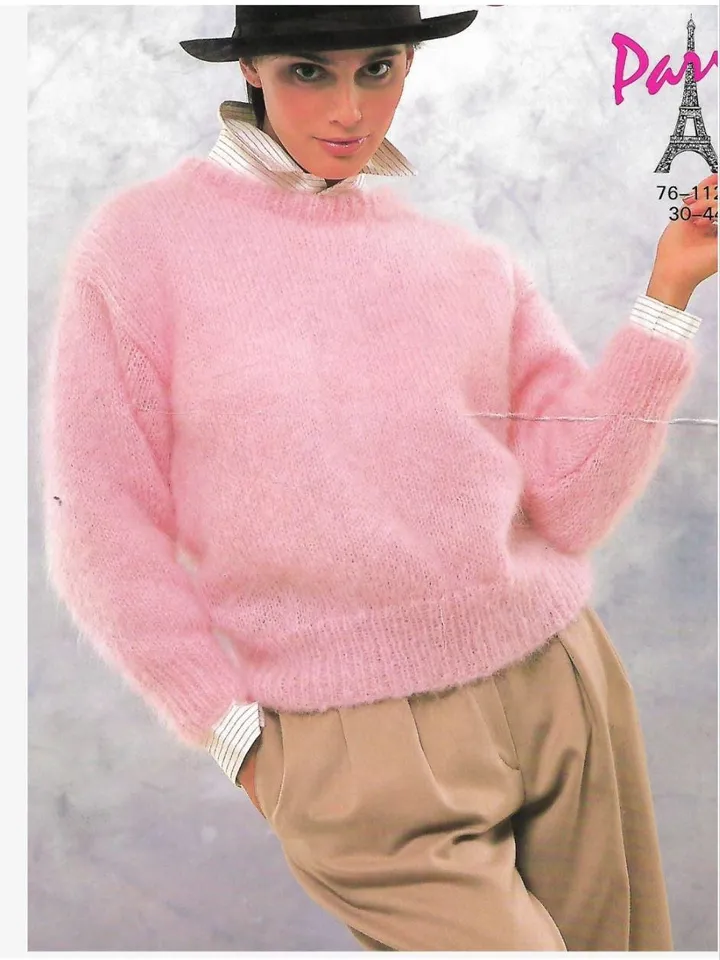 Sweater knitting pattern women mohair pullover sweater easy simple Pattern pdf instant download