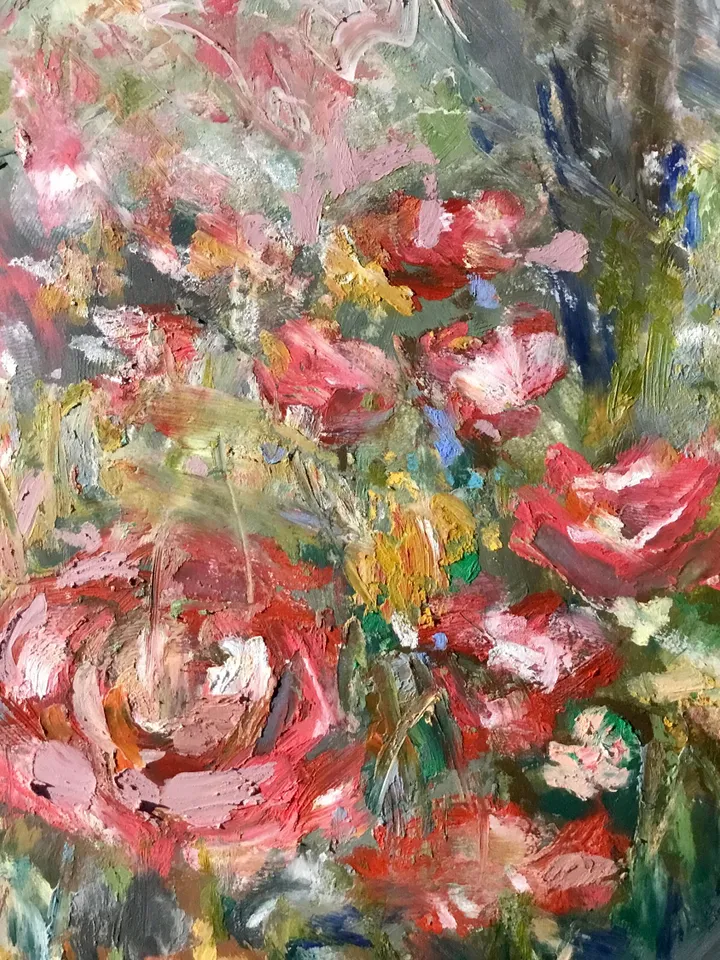 Flower garden original oil pastel painting,flowers painting,forest painting, colourful flowers,affordable gift wall hanging home decoration.